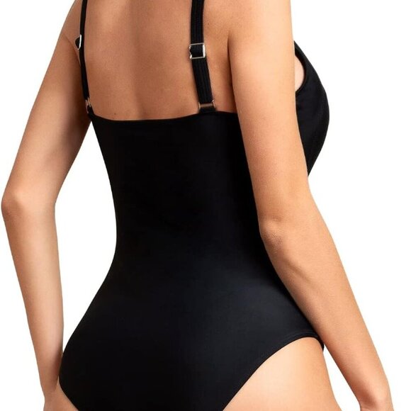 Women's Vintage Black One Piece Swimsuit, Size 12, Plus Size, Tummy Control with - Picture 5 of 6